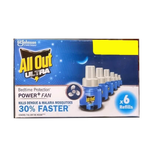 All Out Ultra Power Plus Fan Mosquito Repellent 6 Refill (Each 45 ml) Pack