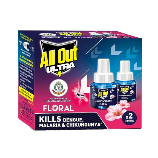 All Out Ultra Power Plus Mosquito Repellent Refill (45 ml) - Floral Fragrance - 2 Refill Pack