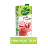 B Natural Litchi Juice 1 Litre Tetra Pack of 2