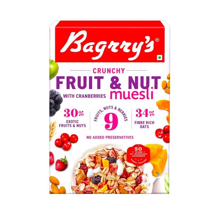 Bagrry's Muesli Fruit'n Nut with Cranberries Cereal 400 g & 1 Kg Pack