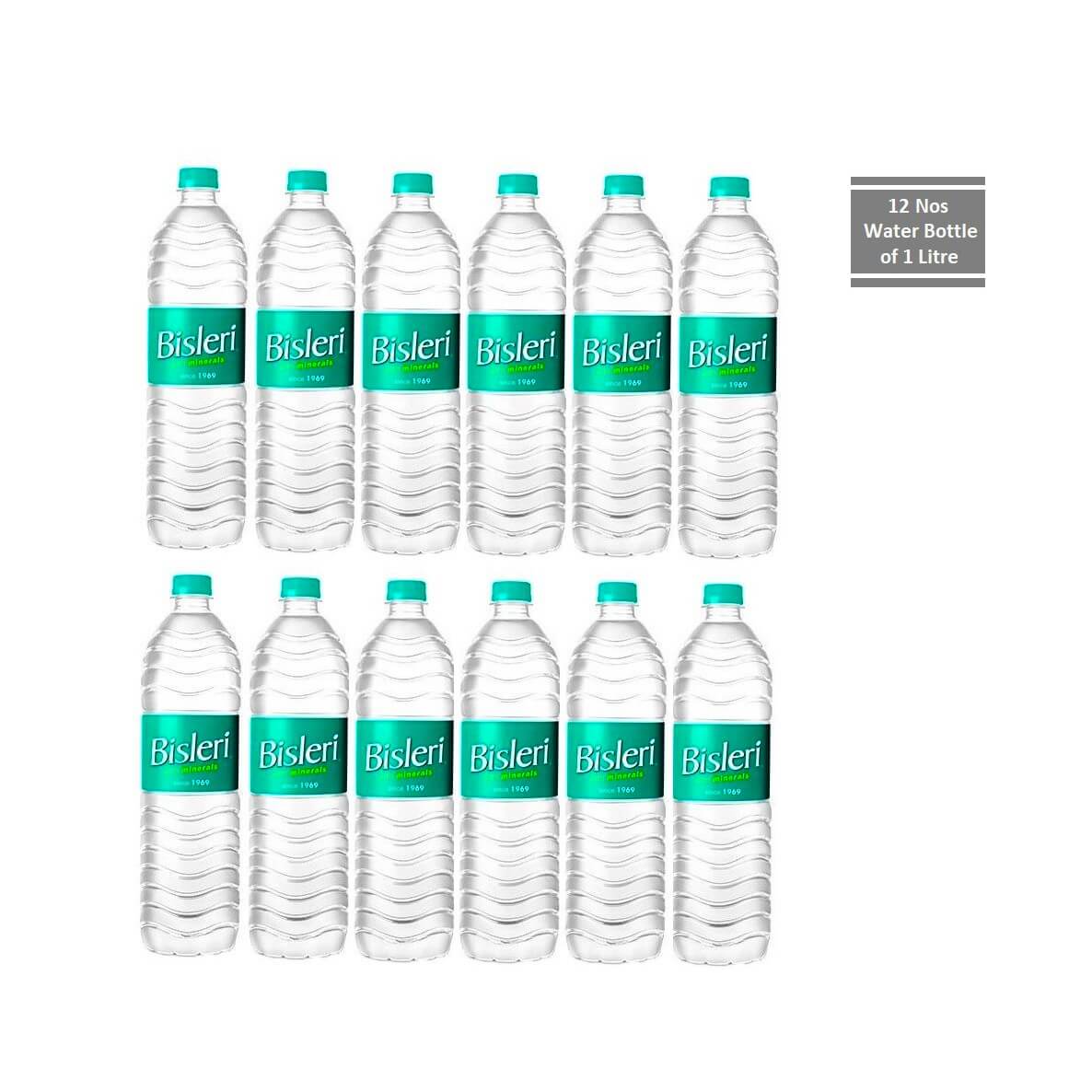 Bisleri Drinking Water Bottle 1 Litre  (Pack of 12 Bottles)