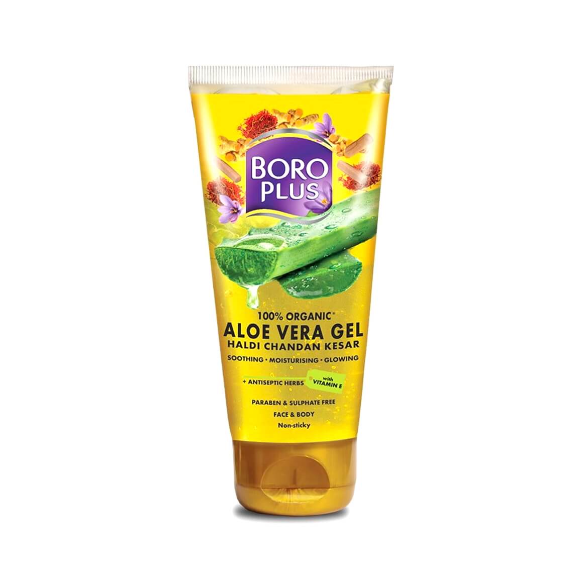 Boroplus Aloe Vera Gel Haldi Chandan & Kesar - 100 % Organic - 150 ml Tube