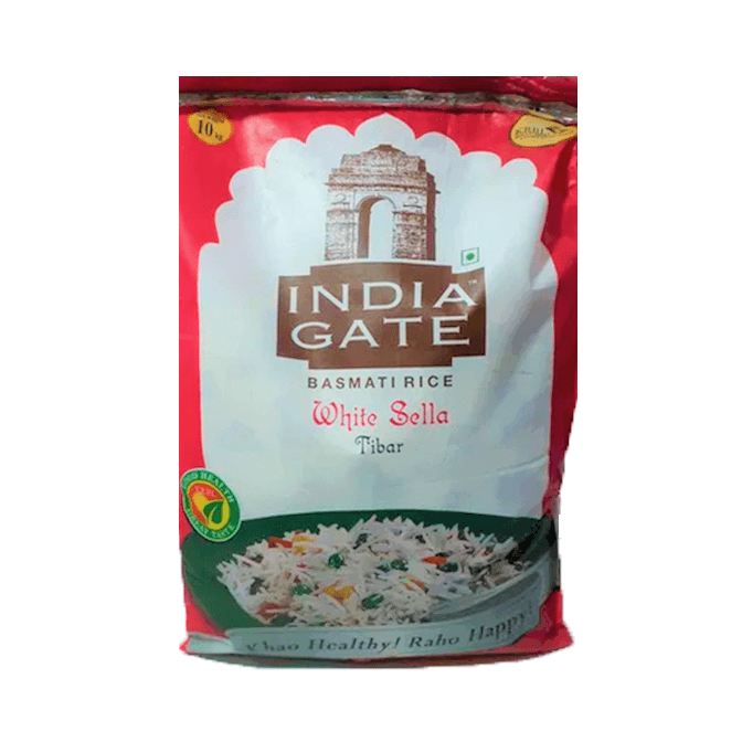 India Gate White Sella Tibar Basmati Rice 10 Kg Pack