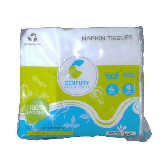 Century Napkin Tissues 1 Ply Tissue 80 N Tissues Pack - Soft & Absorbent Tissues