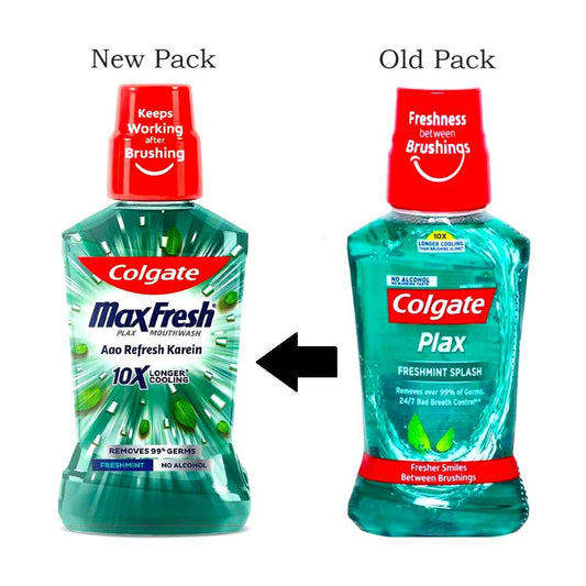 Colgate Max Fresh Plax Mouthwash Freshmint 250 ml Bottle - (No Alcohol / No Burning taste)