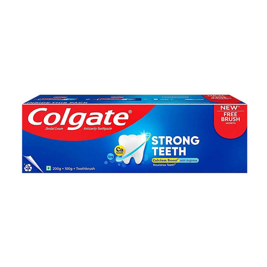 Colgate Strong Teeth Anticavity Tooth Paste 300 g Pack (200 g +100 g) with Free Toothbrush