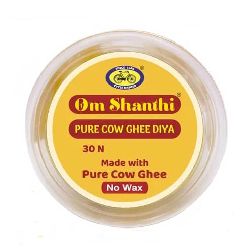 Cycle Om Shanti Pure Cow Ghee Diya 30 N Pack