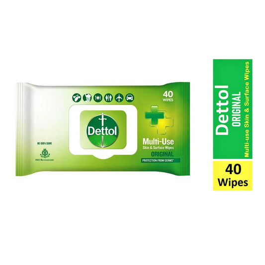 Dettol Original Multi Use Skin & surface Wipes - 40 & 80 Wipes Pack