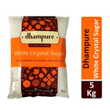 Dhampure White Crystal Sugar 5 Kg Pack