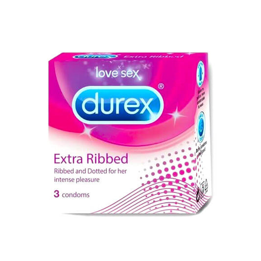 Durex Extra Ribbed Condoms For Extra Stimulation 3 Pc & 10 Pc Pack