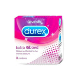 Durex Extra Ribbed Condoms For Extra Stimulation 3 Pc & 10 Pc Pack