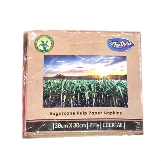 Feather Sugarcane Pulp Paper Napkin Tissues size 30cm x 30 cm - 2 Ply Tissues - 50 Sheets Pack