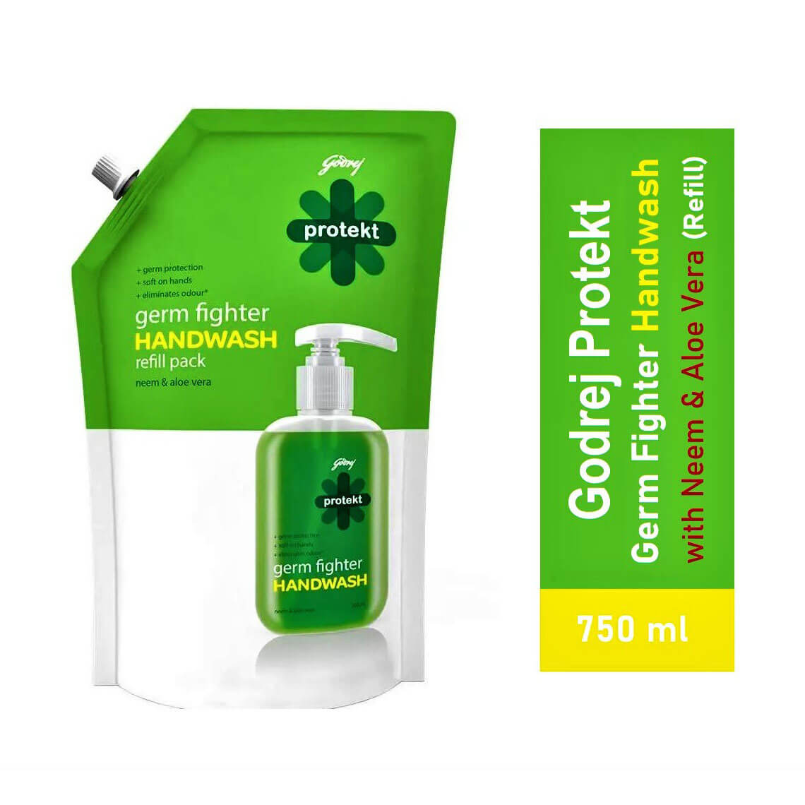 Godrej Protekt Germ Fighter Handwash with Aloe Vera & Neem 750 ml Refill Pack