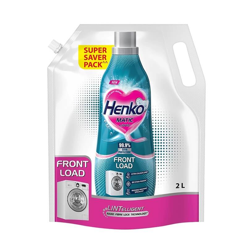 Henko Matic Front Load Liquid Detergent - 2 Litre Pouch - Pack of 2 Pouch