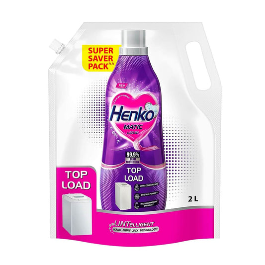 Henko Matic Top Load Liquid Detergent - 2 Litre Pouch - Pack of 2 Pouch