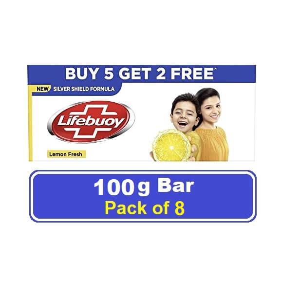 Lifebuoy Lemon Fresh Soap with Silver shield Formula Pack of 8 Bar of 100 g Soap