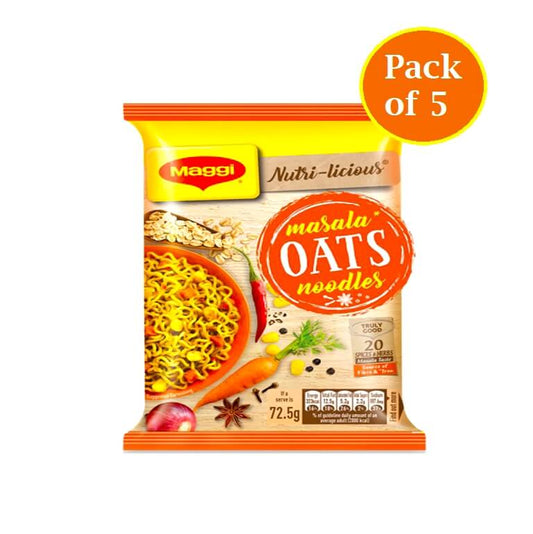 Maggi Masala Oats 2 Minute Noodles - 72.5 gram Pack of 5