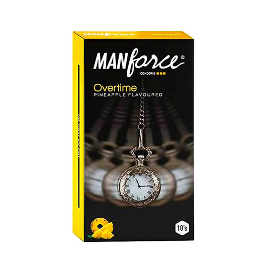 Manforce Condoms Overtime Pineapple Flavoured 10 Pc Pack