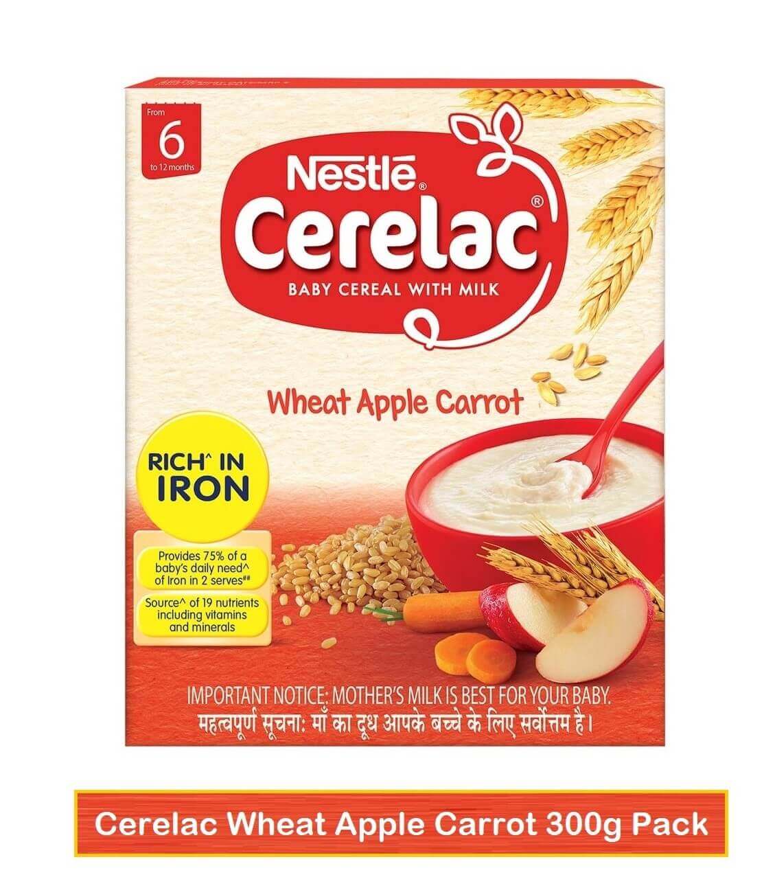 Nestle Baby Cerelacs with Milk Wheat Apple Carrot 300 g Carton