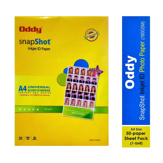 Oddy Snapshot Inkjet Id Glossy Photo Paper A4 Size 180 GSM 50 Sheets Pack