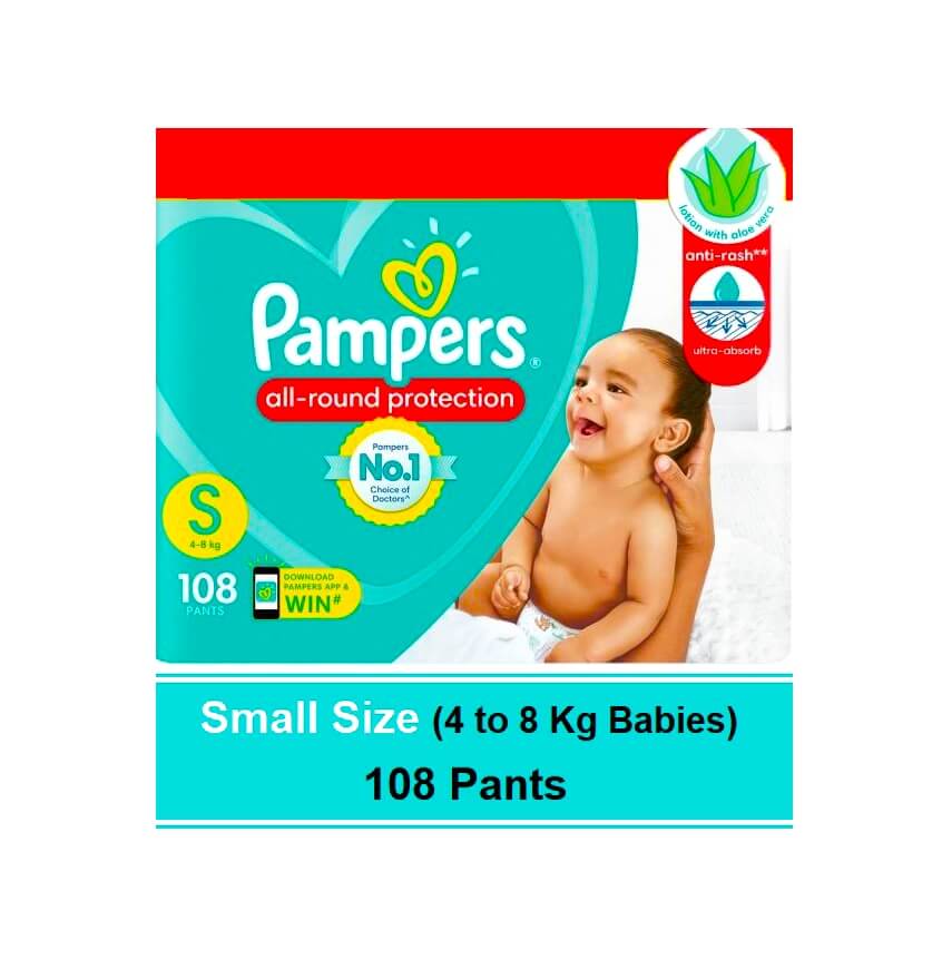 Pampers All Round Protection Pant Diapers Small Size 108 Pants