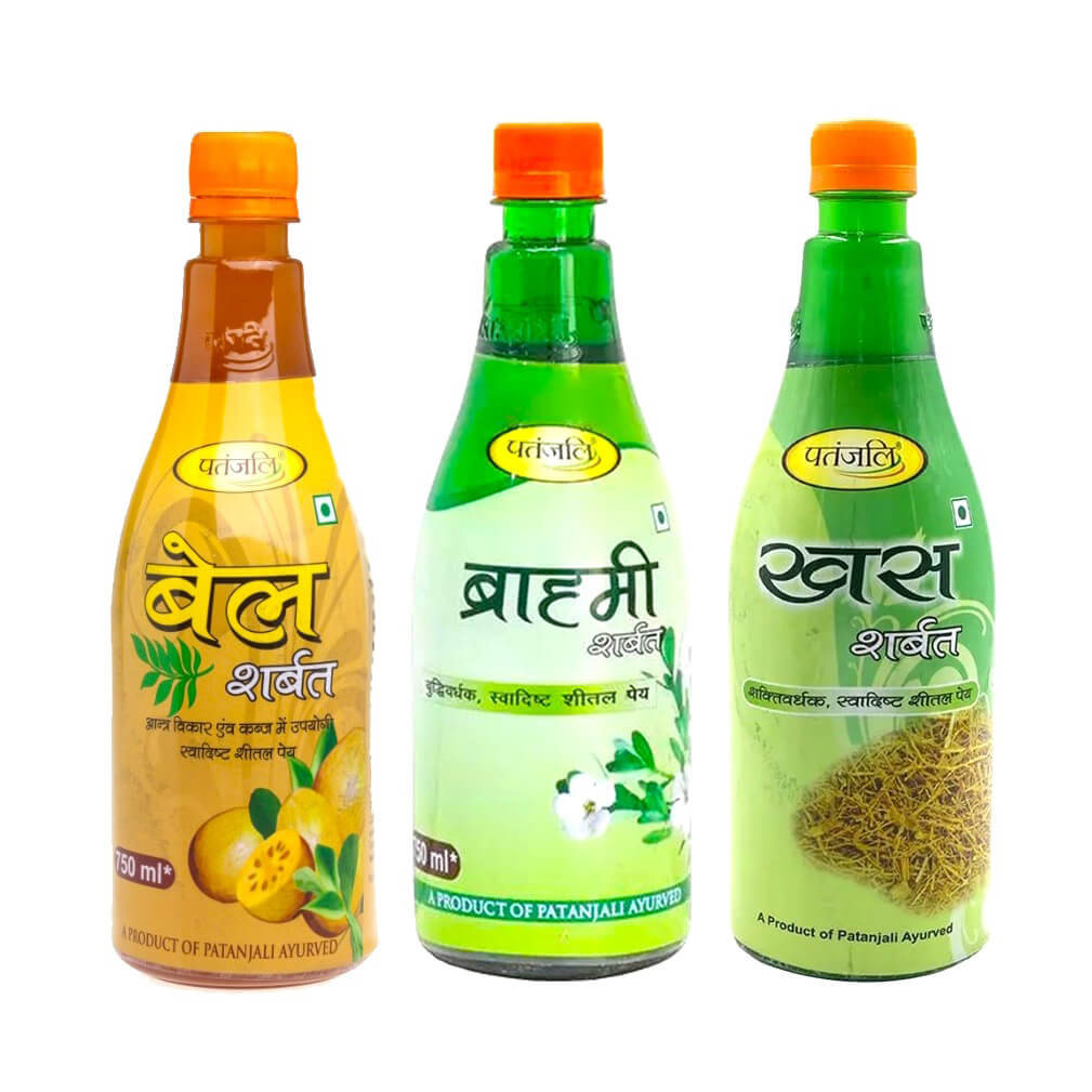 Patanjali Bel, Brahmi & Khus Sharbat 1 Pc of Each (3 Bottles)