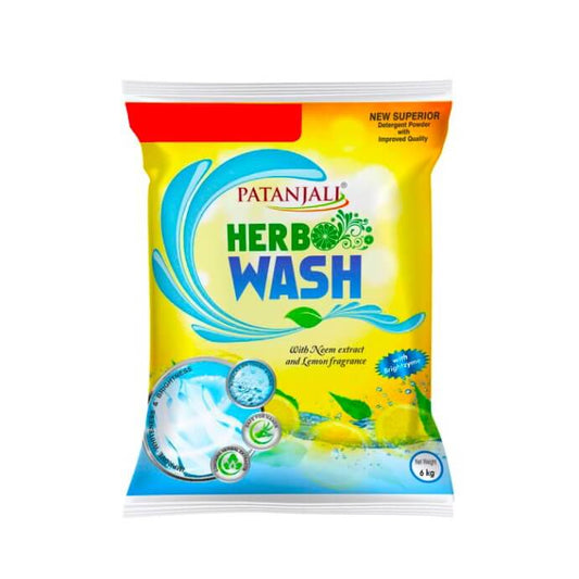 Patanjali Herbo Wash Detergent Powder with Neem Extract & Lemon Fragrance 6 Kg