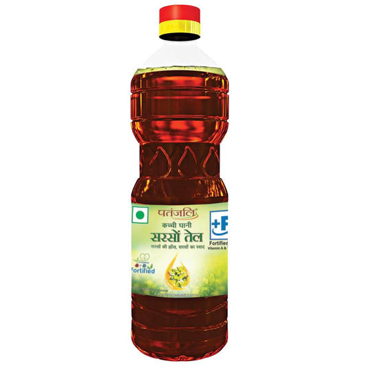 Patanjali Kachi Ghani Mustard Oil 1 Litre Bottle