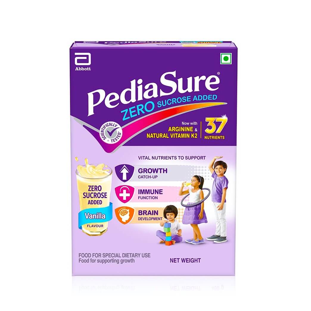 Pediasure Zero Sucrose Added Nutritional Drink Powder with Vanilla Flavour - 400 g Pack - Vital Nutrients to support Growth Catch-up, Immune Function & Brain Development of your Kids