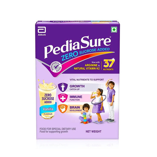 Pediasure Zero Sucrose Added Nutritional Drink Powder with Vanilla Flavour - 400 g Pack - Vital Nutrients to support Growth Catch-up, Immune Function & Brain Development of your Kids