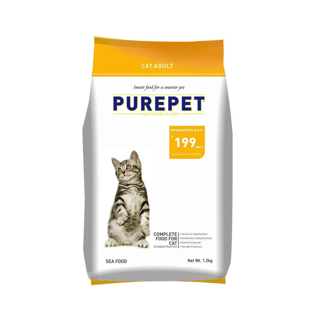 Purepet Dry Cat Food Adult Sea Food Flavour 1.2 Kg Pack Carrydor Online Grocery Store