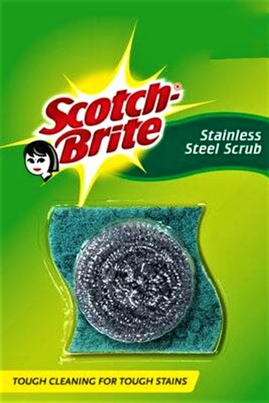 Scotch Brite Stainless steel Scrubber with 1 Pc Scrub Pad - Tough Cleaning For Tough Stain - 1 Unit-Pack