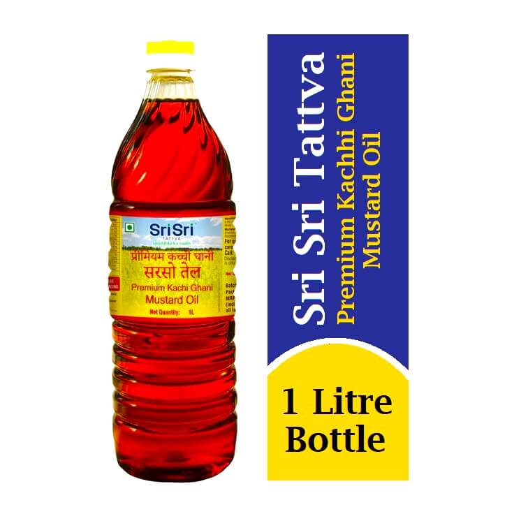 SriSri Tattva Premium Kachi Ghani Mustard Oil - 1 Litre Bottle