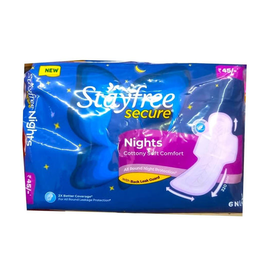 Stayfree Secure Night Cottony Soft Comfort Sanitary Pads - 6 N , 20 N & 40 N Pads