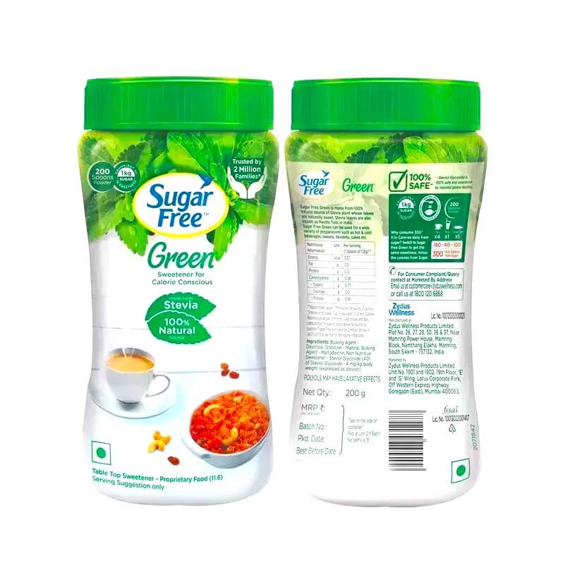 Sugar Free Green Sweetener - 200 g Powder Bottle