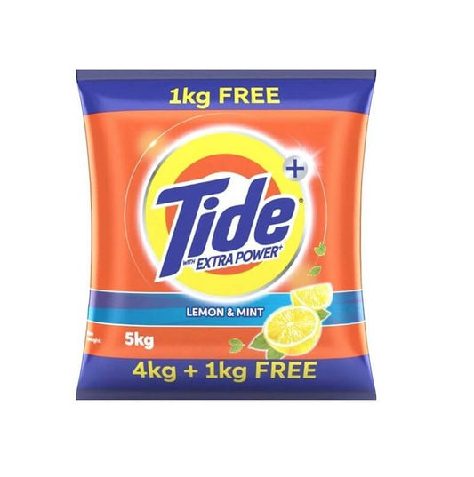 Tide Plus Extra Power Lemon & Mint Detergent Powder 4 Kg + 1 Kg Free Packet