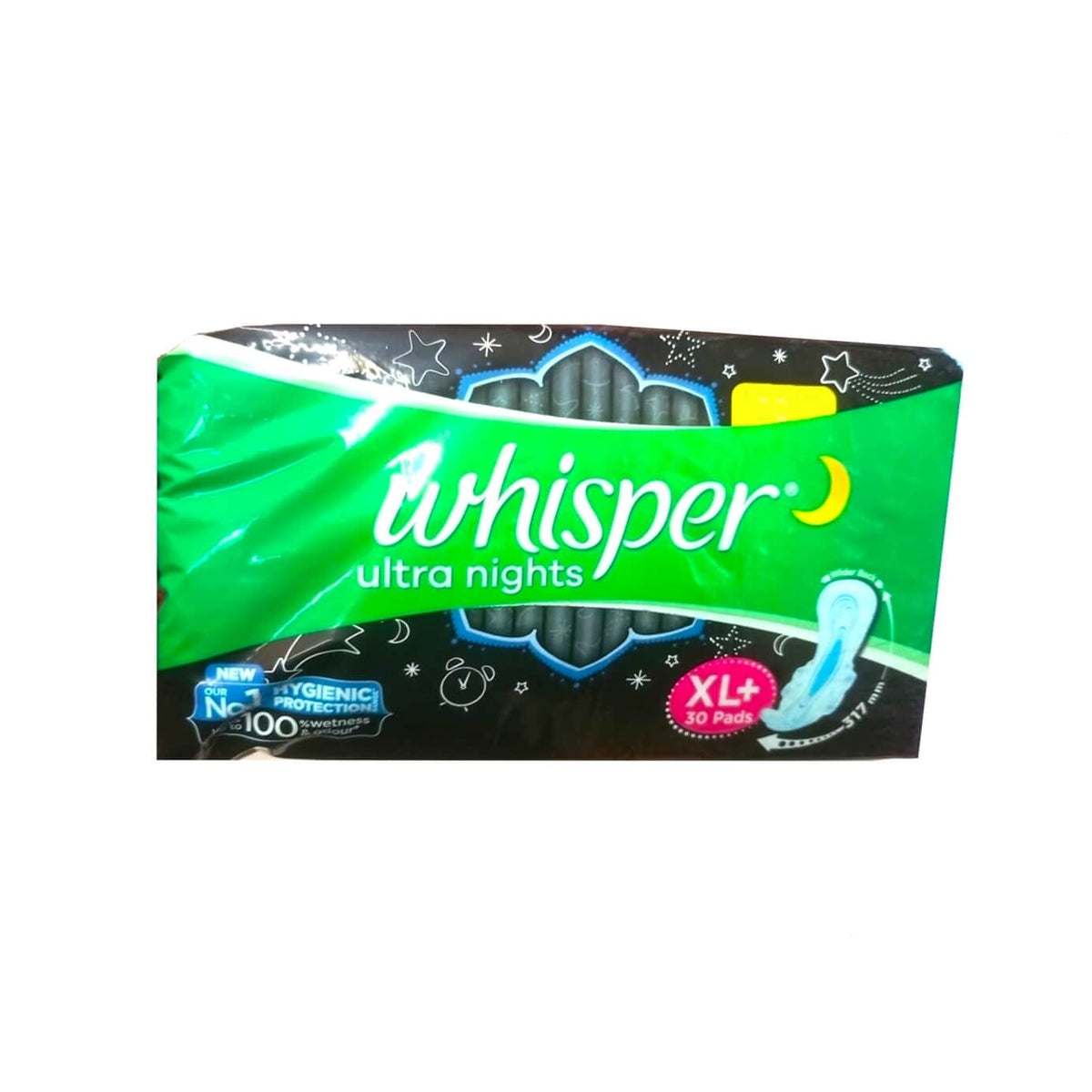 Whisper Ultra Night Sanitary Pads - 30 Pads - XL+ Size