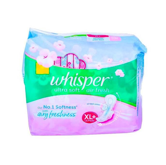 Whisper Ultra Soft Air Fresh Sanitary Pads - 15 Pads - XL+ Size