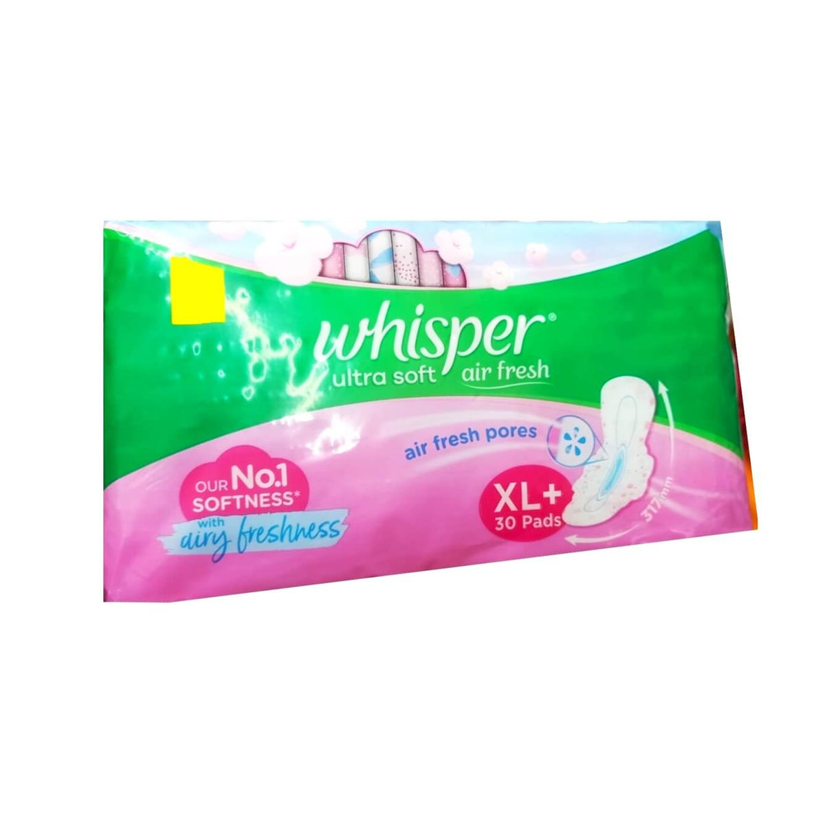 Whisper Ultra Soft Air Fresh Sanitary Pads - 30 Pads - XL & XL+ Size